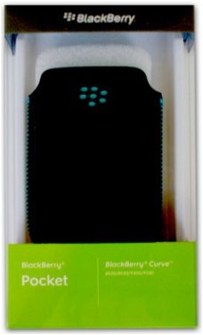 BlackBerry Leder Beschermtasje Zwart/Turkoois (ACC-32918-201