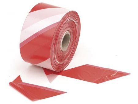 Afzetlint rood wit 500mtr 80mm breed - 1