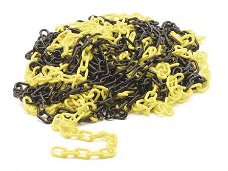Plastic afzetketting geel zwart gekleurde kunststof ketting 25