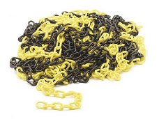 Plastic afzetketting geel zwart gekleurde kunststof ketting 10