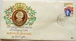 Zilveren penning Beatrix 1980 in FDC envelop - 1 - Thumbnail