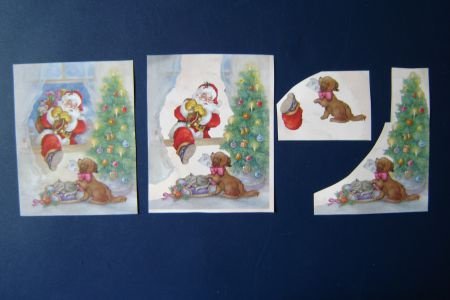 nr.80 KERST 3d losse knipplaatjes. kerstman / hondje - 1