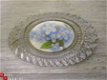 Ovale broche tin met porseleinen steen met blauwe bloemetjes - 1 - Thumbnail