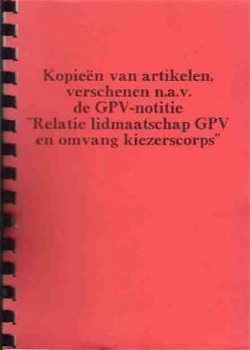 Kopieën van artikelen verschenen n.a.v. de GPV-notitie `Rela - 1