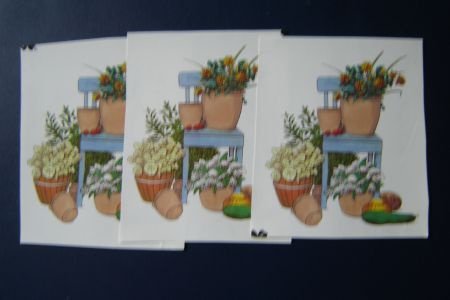 nr.182 setje Losse 3d knip plaatjes Bloemen / stoel - 1