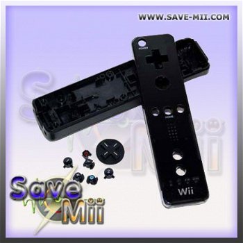 Wii - Remote Behuizing (ZWART)(ORIGINEEL) - 1
