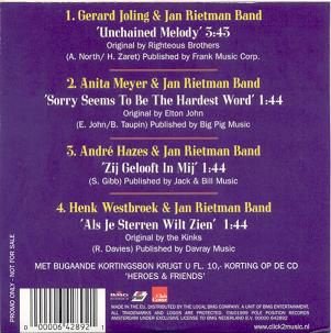 HEROES & FRIENDS PROMO CD (Jan Rietman Band) - 2