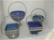 4 vintage suikerpotten met koningsblauw glas 15/16/20 cm ho - 1 - Thumbnail