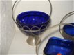 4 vintage suikerpotten met koningsblauw glas 15/16/20 cm ho - 1 - Thumbnail
