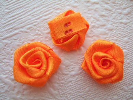 Groot satijnen roosje ~ 20 mm ~ Oranje - 2