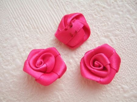 Groot satijnen roosje ~ 20 mm ~ Fuchsia roze - 2