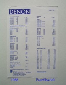 [1988] DENON Audio/HiFi Prijslijst 1988, Penhold