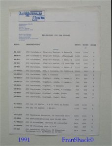 [1991] Deelprijslijst JVC Car stereo  ‘91/92,  (JVC Ned.)