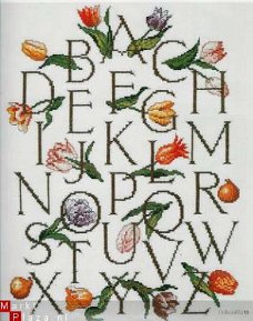 borduurpatroon 1687 tulpen ABC