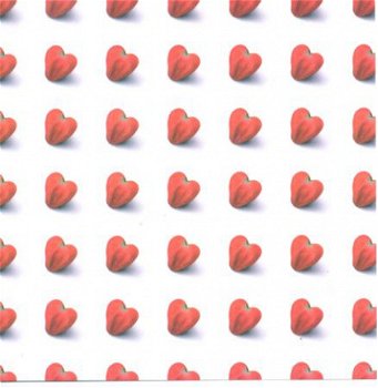 ACHTERGRONDVEL (15x15cm) --- LOVE / Hartjes, rood op wit - 1
