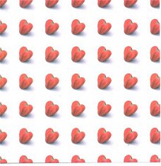 ACHTERGRONDVEL (15x15cm) --- LOVE / Hartjes, rood op wit