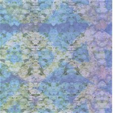 ACHTERGRONDVEL (15x15cm) --- LENTE -- Bloemen, blauw-groen