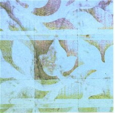 ACHTERGRONDVEL (15x15cm) --- LENTE -- Bladeren, blauw-groen