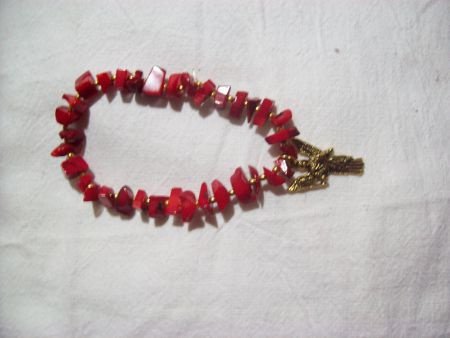 armband bloedkoraal met gouden engel hanger rood koraal - 2