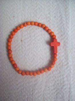 ibiza armbandje met kruisje oranje gemstone turquoise cross - 1
