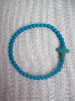 ibiza armbandje met kruisje edelsteen turqoise turquoise - 1