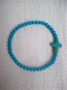 ibiza armbandje met kruisje edelsteen turqoise turquoise