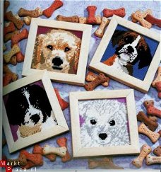 borduurpatroon 1716 vier schilderijtjes met honden