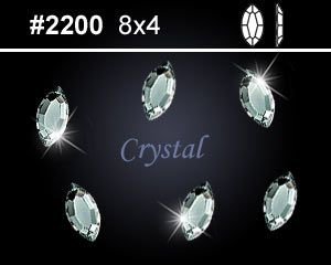 10 st. Crystal Clear Swarovski STRASS Navette 2200 8x4mm - 1