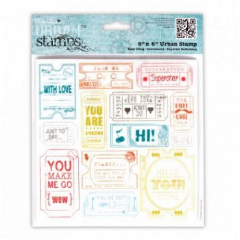NIEUW 6X6 Inch cling Urban Stamp Ticket Stubs Papermania - 1