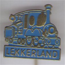 Lekkerland speelgoed trein blauw speldje ( F_084 )