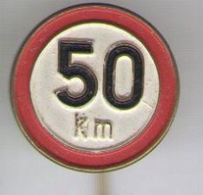 50 KM verkeersbord speldje  ( F_130 )