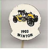 Winton 1903 geel blik auto speldje ( H_003 ) - 1