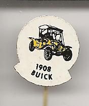 Buick 1908 geel blik auto speldje ( H_006 ) - 1