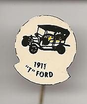 ''T'' Ford 1911 geel blik auto speldje ( H_016 )