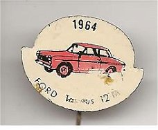 1964 Ford Taunus 12M rood blik auto speldje ( H_022 )