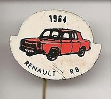 1964 Renault R8 rood blik auto speldje ( H_024 )