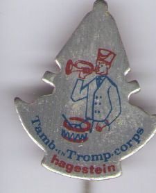 Tamboer en Trompet corps Hagestein blik speldje ( J_053 )