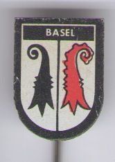 Basel blik wapen speldje ( J_095 ) - 1
