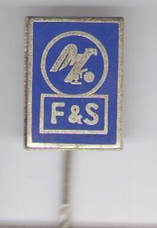 F & S blauw emaille tractor  speldje ( J_134 )