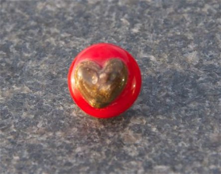 Button bead drukker nummer 59 rood / aventurijn handgemaakt. - 1