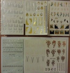 12 x Nagel water Stickers Decals nail art BLOEM KANT GOUD