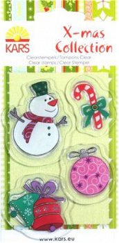 NIEUW Set Clear Stamps KERST X-Mas NR 3 Snowman Bauble Kars - 1