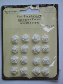 OPRUIMING: recollections floral embellishments cabochons rose white - 1