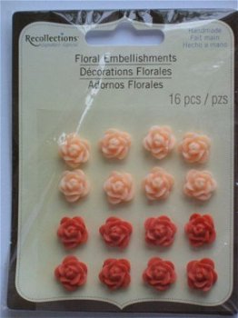 OPRUIMING: recollections floral embellishments cabochons rose orange - 1