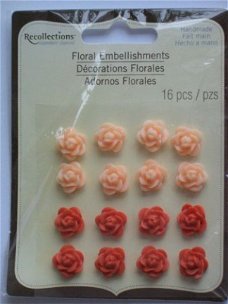 OPRUIMING: recollections floral embellishments cabochons rose orange