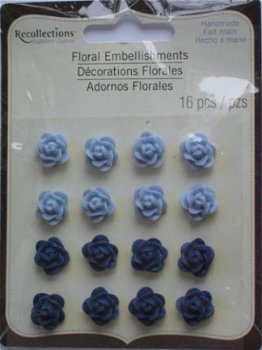 OPRUIMING: recollections floral embellishments cabochons rose blue - 1