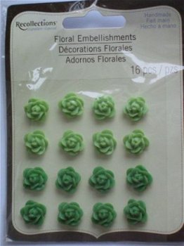 OPRUIMING: recollections floral embellishments cabochons rose green 317 - 1