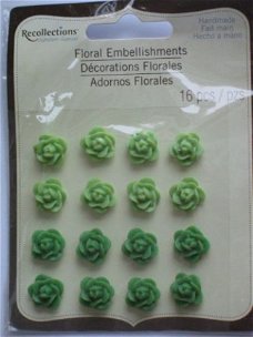 OPRUIMING: recollections floral embellishments cabochons rose green 317