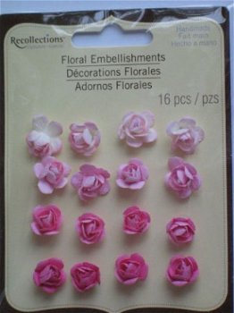OPRUIMING: recollections floral embellishments paper rose pink 310 - 1