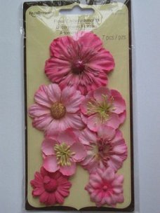 recollections floral embellishments 7 paper flowers pink